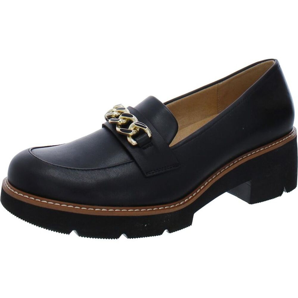 Naturalizer Black Loafers with Gold Chain Detail